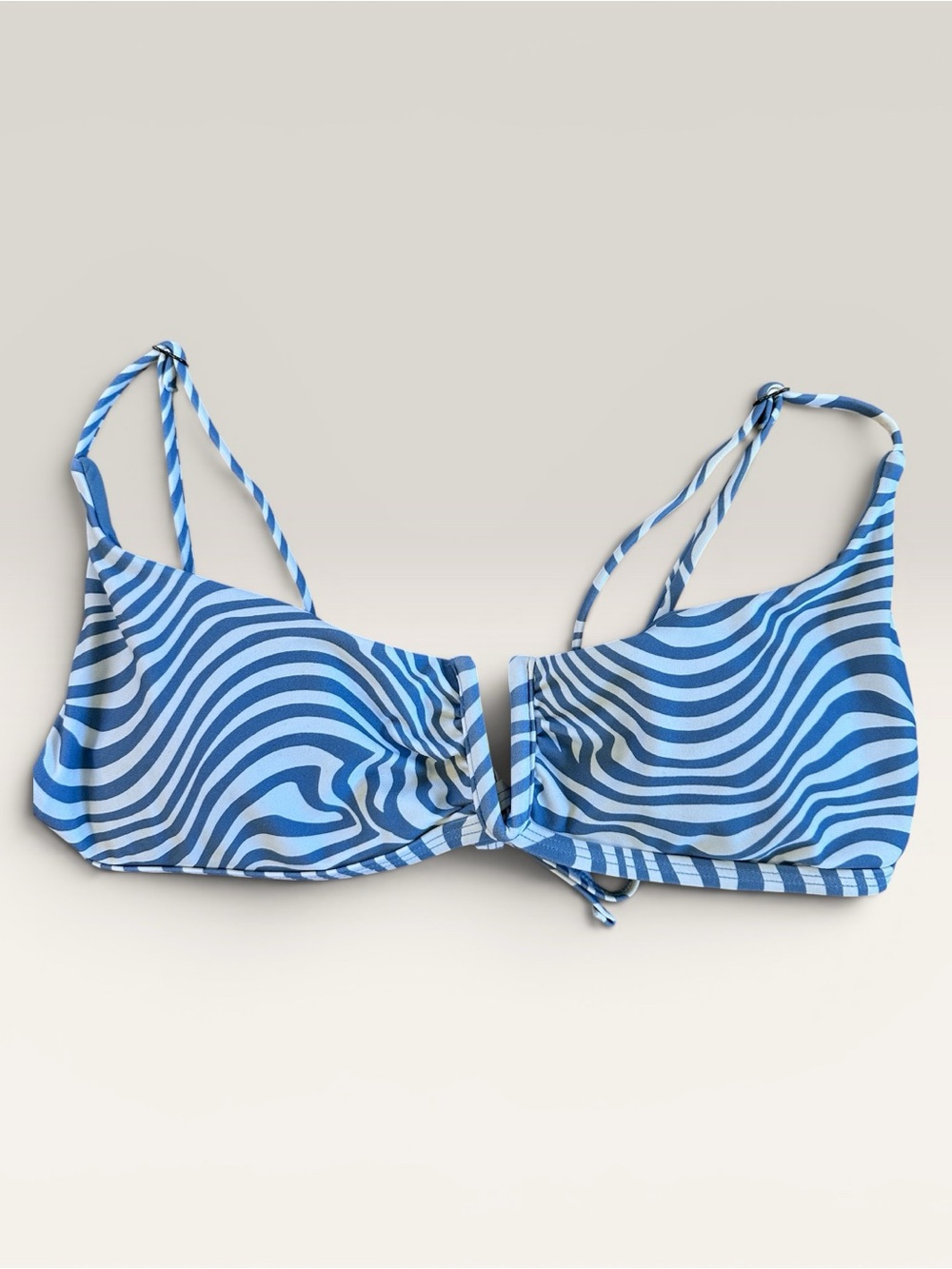 O’Neill Blue White Striped Wave Print Underwire Bikini Top Size M
